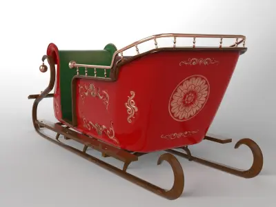 Santas Sleigh Low-poly 3D model
