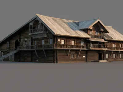 Russian wooden house on Kizhi island 3D model