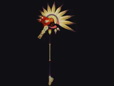Magical Staff Magic Stick Fantasy Wand Axe Fan Game Item Low-poly 3D model