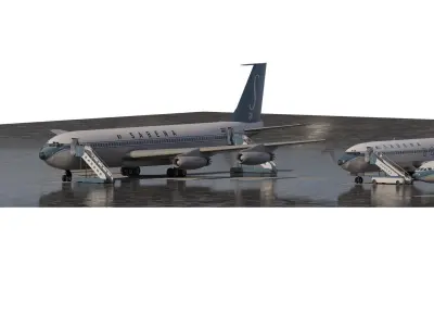 Boeing 707-329 Boeing 727-29C and Caravelle 3D model