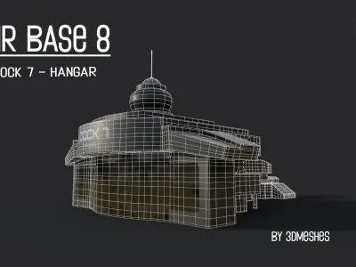 AIR BASE 8 - Dock 7 - Hangar PBR low poly Low-poly 3D model