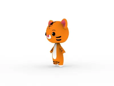 Cartoon Tiger v002 character 3D model