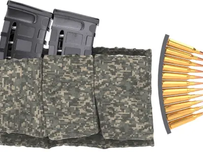 magazine pouch and bullet clip 3D model