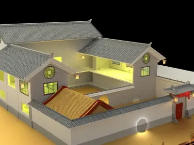 Chinese courtyard House 3D model