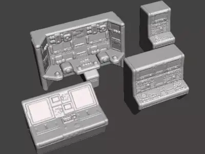 6MM SCALE COMPUTER TERMINALS MINIATURE MODELS SET FOR SCIFI GAME 3D print model