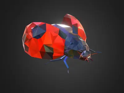 Bug Ladybug Red Low Polygon Art Insect Low-poly 3D model
