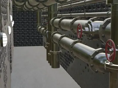 pipes tunnel with and lights 3D model