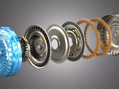 Transmission Torque Converter - with 6 Interior Parts 3D model