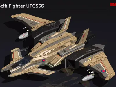 Scifi Fighter UTG556 Low-poly 3D model