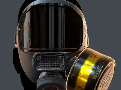 Gas mask helmet 3d model scifi Low-poly  Low-poly 3D model