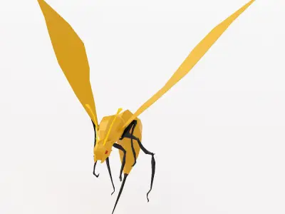 Yellow wasp 3d model  Low-poly 3D model