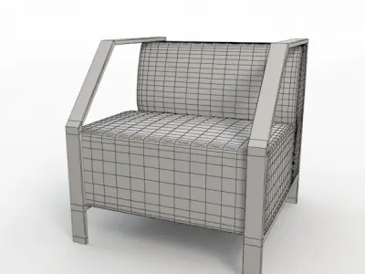 Sofa lounge chair with fabric and metal frame Free 3D model