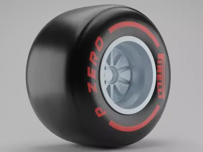 Formula One Slick Racing Tire with Rim  3D model