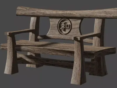 Japanese garden bench 3D model
