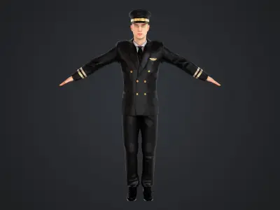Aircraft pilot Low-poly 3D model