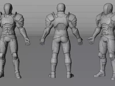 Gold Armored - Sci-Fi Character Low-poly 3D model