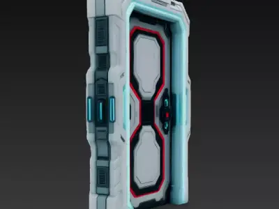 sci-fi door Low-poly 3D model 8