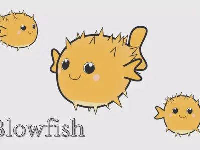 Cartoon Blowfish Low-poly 3D model