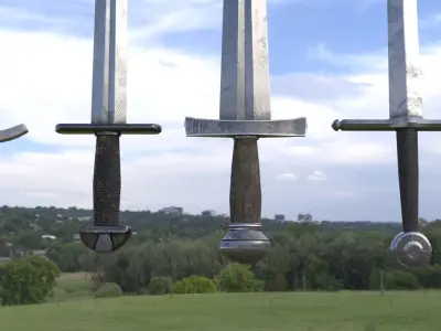 Medieval slavic swords game asset Free low-poly 3D model