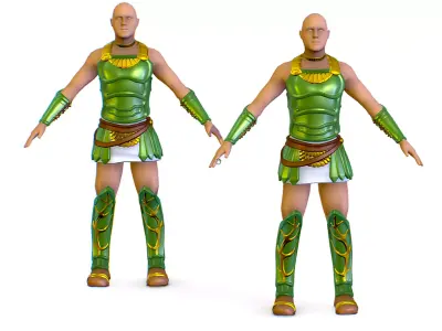 Subdivision 3D Men The Knight in Green Armore Low-poly 3D model