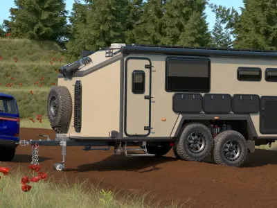 Off Road Mobile Home Bruder EXP 8 Rigged 3D model