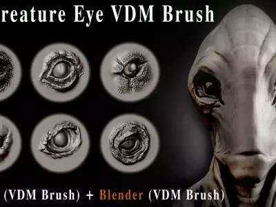 42 Creature Eye VDM Brush For ZBrush Blender Vol06 Free low-poly 3D model