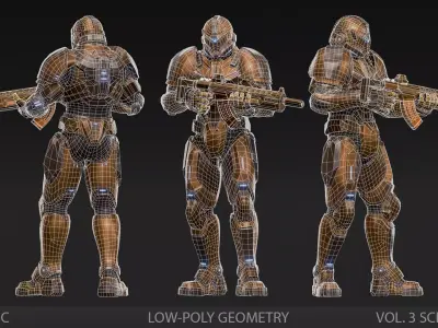 SciFi Soldier Character Low-poly 3D model buy