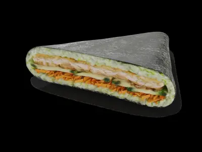 Sushi Crispy salmon masago caviar fried carrot cucumber mayon... 3D model