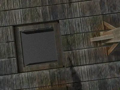 Gallows Low-poly 3D model wooden structure Low-poly 3D model