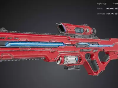 Red Rifle Gun 3D model buy