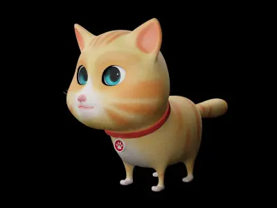 Cartoon Cat fully Rigged Low-poly 3D model