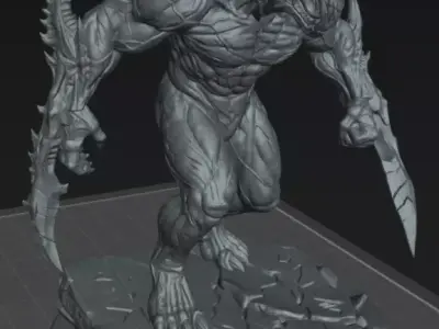 Warrior Threxar the Fleshforged Blades Demon Assassin STL 3D print model