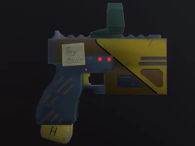 Stylized Gun Low-poly 3D model 3