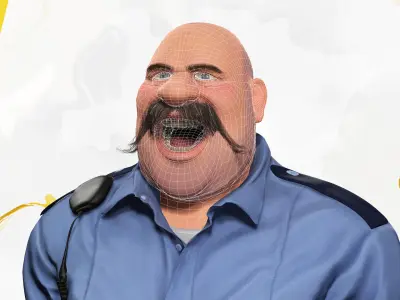 Stylized Cartoon Police Officer Chubby Policeman 3D Low-poly 3D model