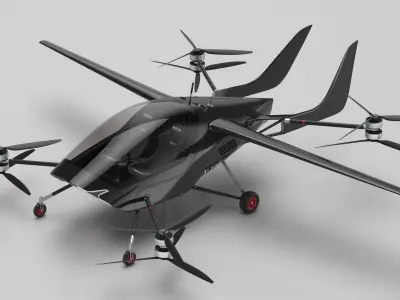 Air One Two Person eVTOL Air Vehicle Black 3D model