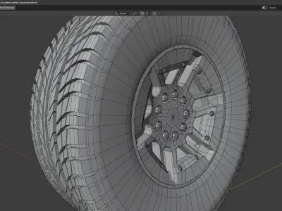 Wheel Hummer rim tyre with textures Low-poly 3D model