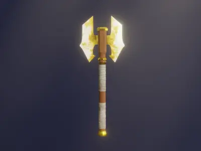 Double Bit Light  Axe - Elemental Battle Axe - Model 01 Low-poly 3D model