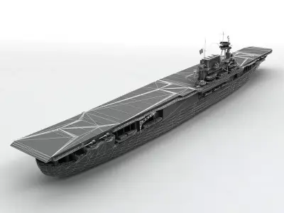 Military Aircraft Carrier Ship USS Yorktown CV10  Low-poly 3D model