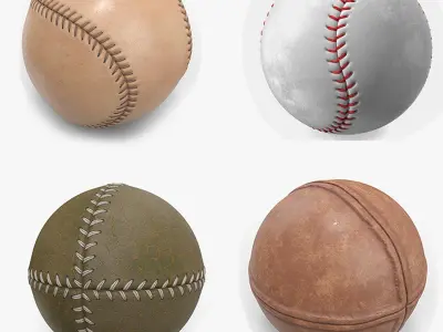 Vintage Baseball Balls Collection 3 3D model