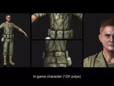 WWII soldier Low-poly 3D model