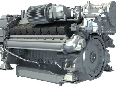 MTU Diesel Marine Engine 3D model