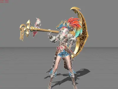 Ruby Pirate Parrot Low-poly 3D model