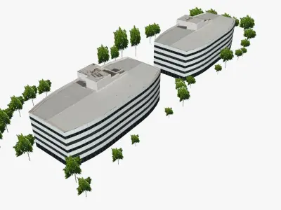 Waterside Towers Low-poly 3D model