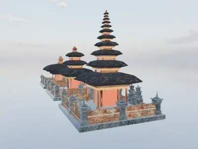 Pura Bali temple indonesian base asset library Low-poly 3D model