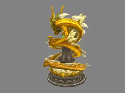 Cartoon golden dragon hovering - Dragon Ball Low-poly 3D model