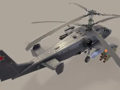 Kamov Ka-52K Katran Basic Animation Low-poly 3D model