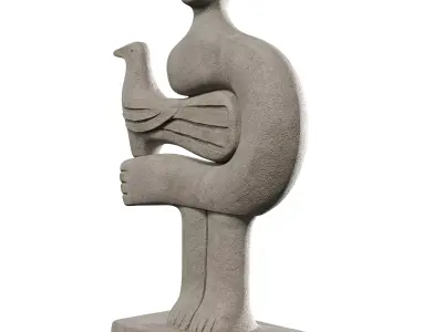  Concrete Historian Statue 03 - Abstract Concrete Sculpture Low-poly 3D model