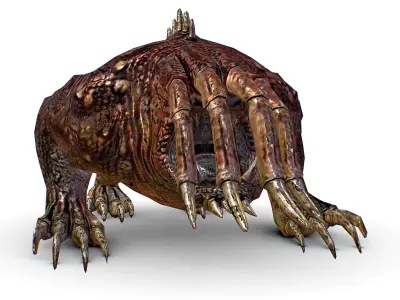 Low Poly Monster Big Tusks Huge Mouth Low-poly 3D model