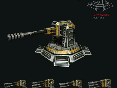 Modular Multilevel Turrets Mechs Robots Low-poly 3D model