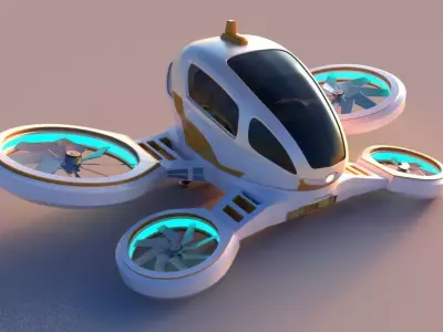 Passenger Drone Low-poly 3D model